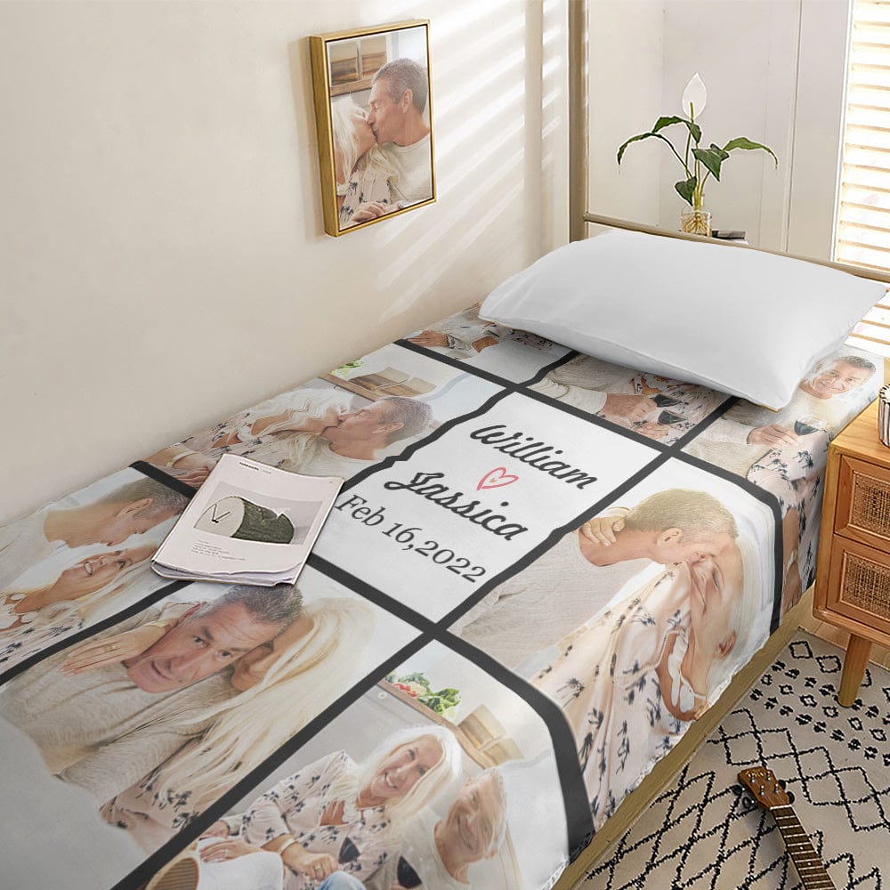 Personalized Photo Collage Bedding Custom Bedding Duvet Cover Single Bed Sheet Gifts