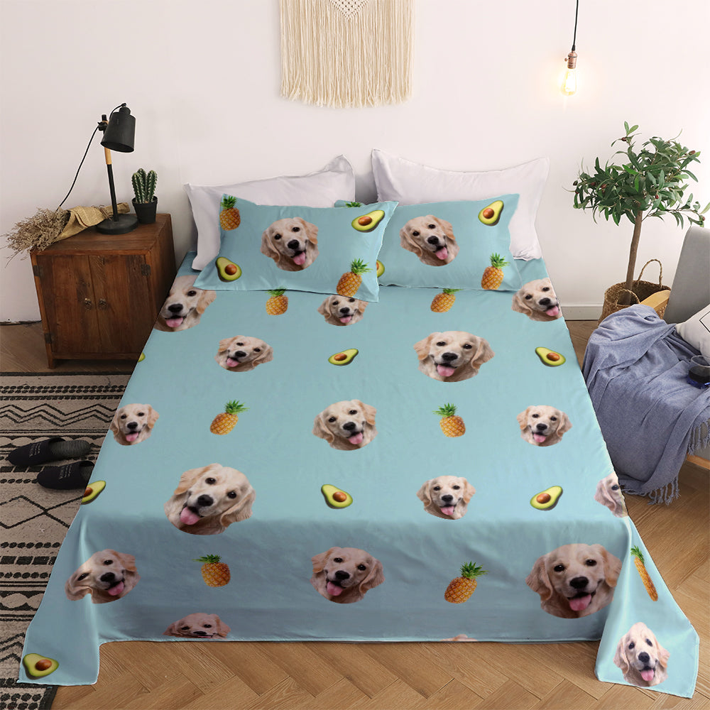 Personalized Pet Face Photo Bedding Set Custom Bedding Duvet Cover Bedding Sheet Gifts