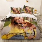 Personalized Pet Face Photo Bedding Set Custom Bedding Duvet Cover Bedding Sheet Gifts