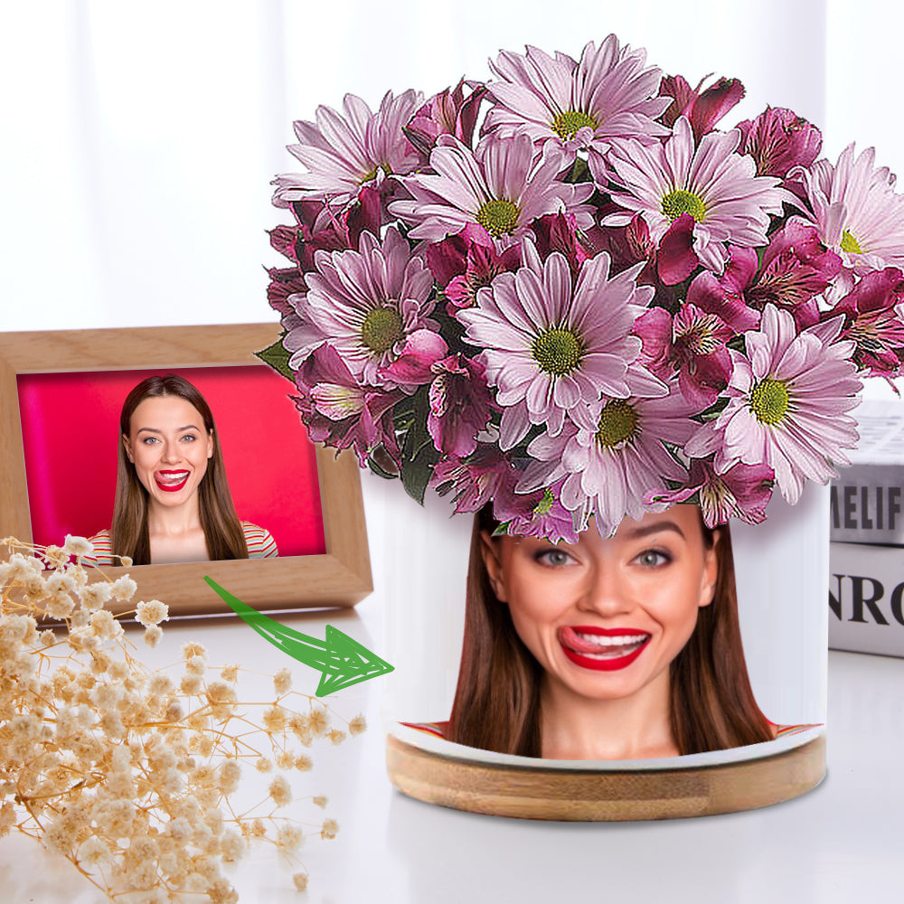 Custom Photo Flower Planter Pot Personalized Funny Ceramic Succulent Plant Pot
