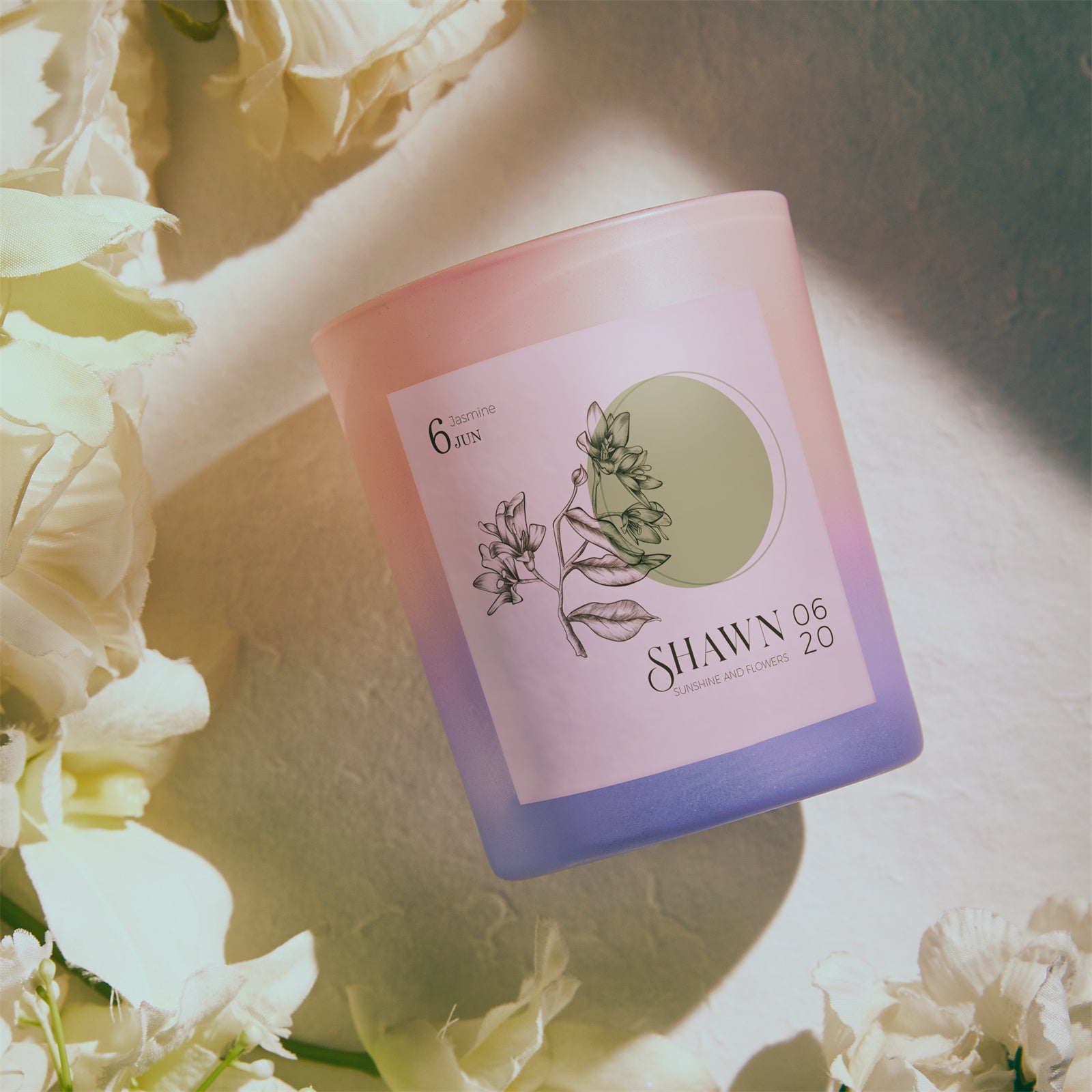 Personalized Hexagon Month Flower Scented Candle for Wedding Decor