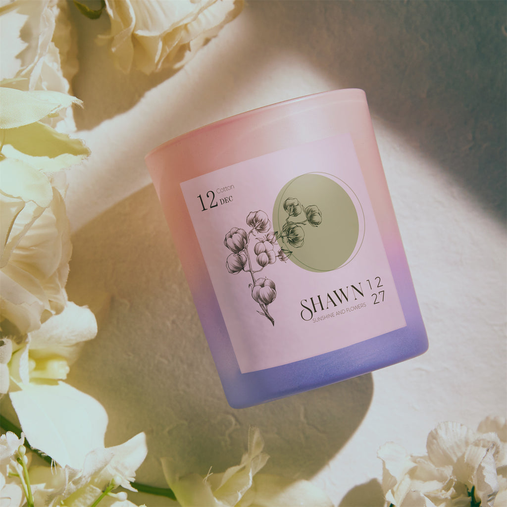 Personalized Hexagon Month Flower Scented Candle for Wedding Decor