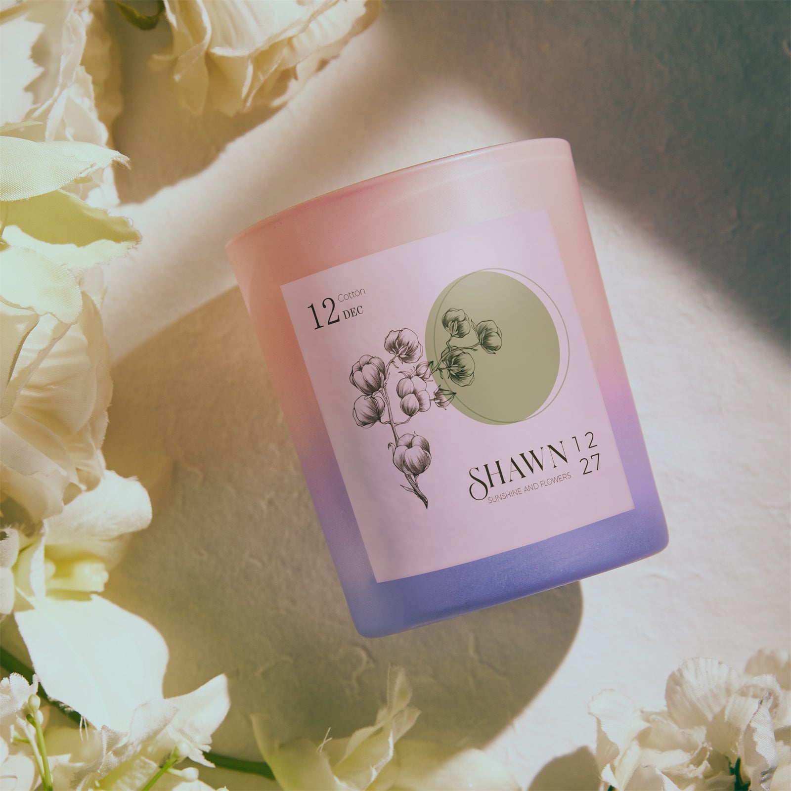 Personalized Hexagon Month Flower Scented Candle for Wedding Decor