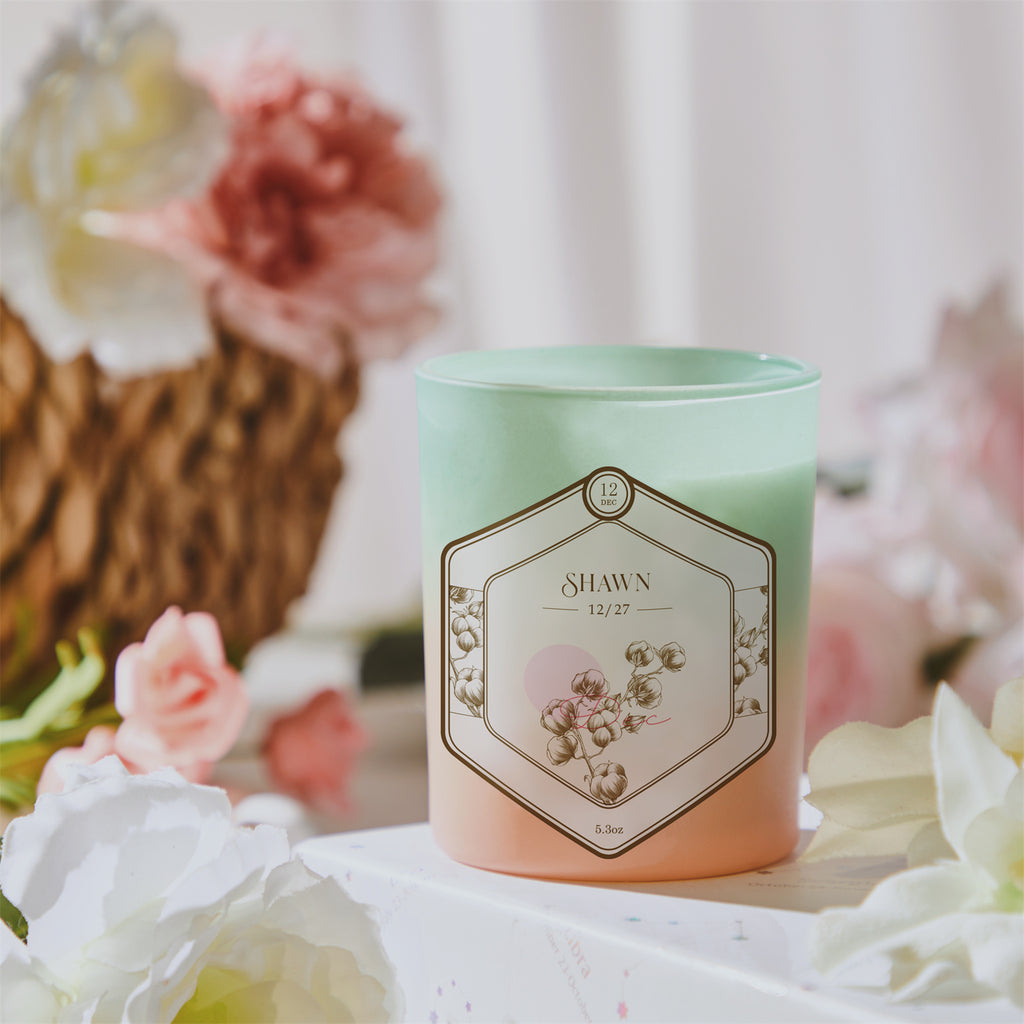 Elegant Custom Engraved Hexagon Month Flower Scented Candle for Stunning Wedding Decor