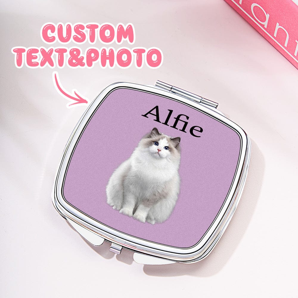 Personalized Pet Portrait A Little Pet Love in Your Bag Travel Friendly Pocket Mirror Compact Mirror