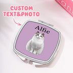 Personalized Pet Portrait A Little Pet Love in Your Bag Travel Friendly Pocket Mirror Compact Mirror