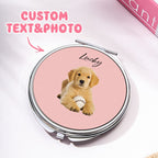A Little Pet Love in Your Bag Personalized Pet Portrait Travel Friendly Pocket Mirror