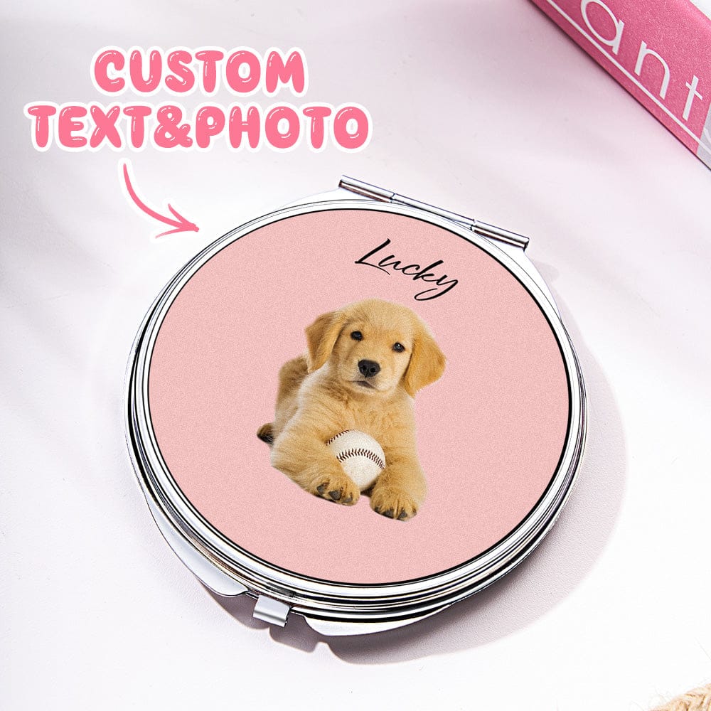 A Little Pet Love in Your Bag Personalized Pet Portrait Travel Friendly Pocket Mirror