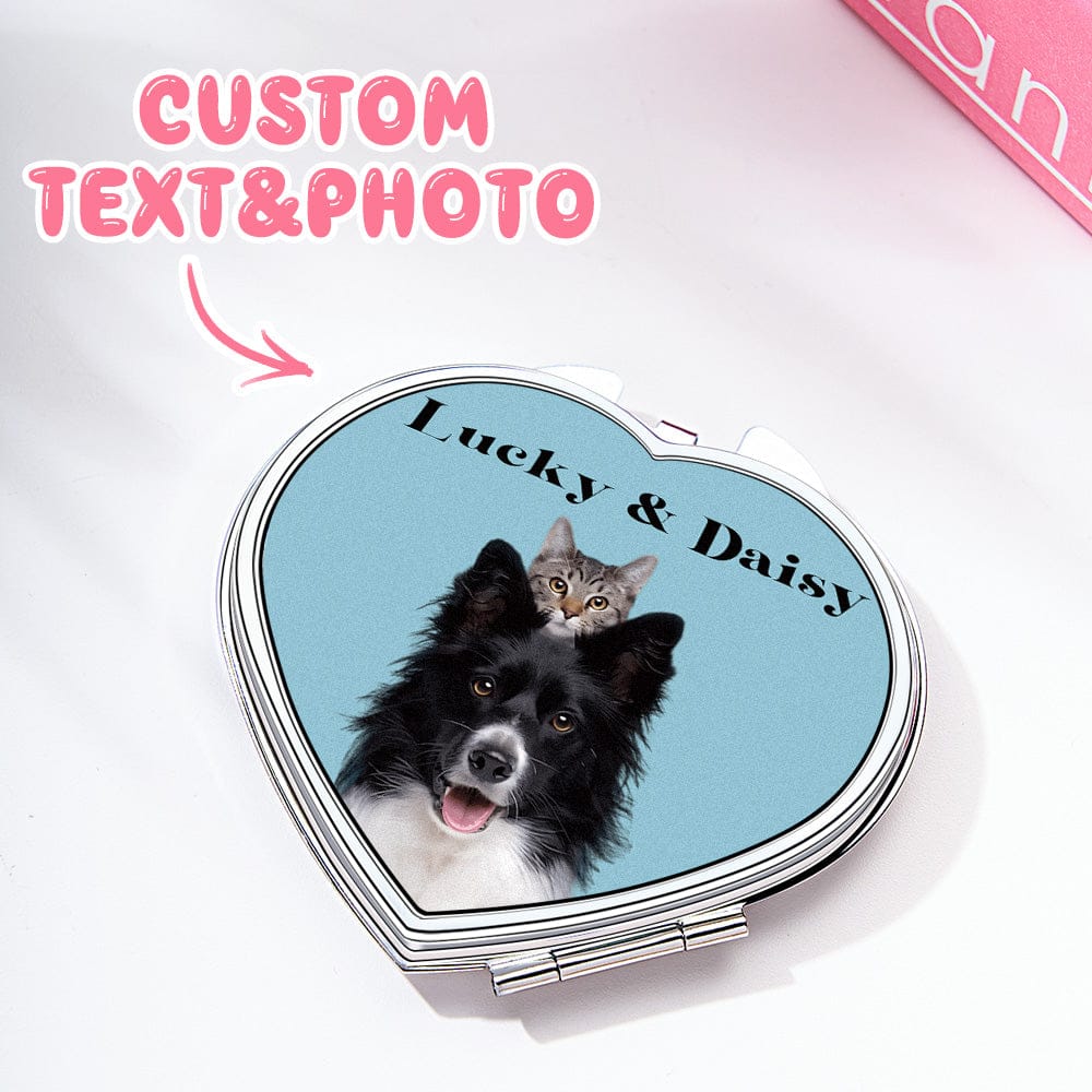 A Little Pet Love in Your Bag Travel Friendly Pocket Mirror Personalized Pet Portrait