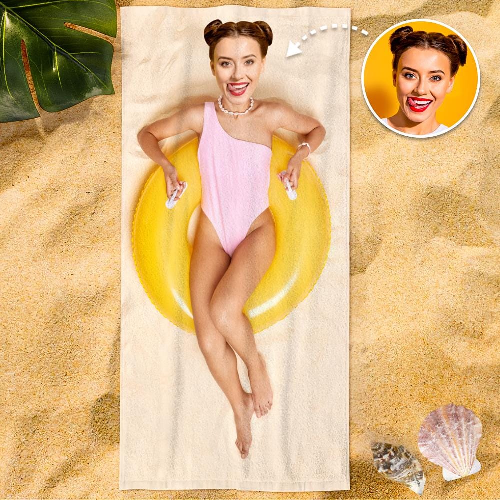 Custom Photo Face Beach Towel Face Towel With Your Dream Body Best Friend Gift 80*160cm