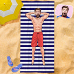 Engraved Photo Towel Gift For Boyfriend Personalised Beach Towel Custom Gift Idea For Boyfriend