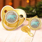 Custom Name Baby Pacifier & Clip Set with Polar Bear Pattern – Personalized Newborn Gift