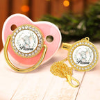 Custom Name Baby Pacifier & Clip Set with Elephant Pattern – Personalized Newborn Gift