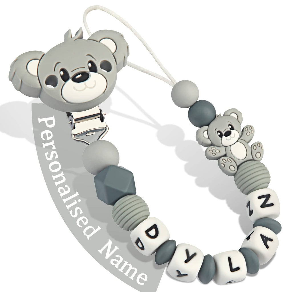 Custom Dummy Chain with Name Personalised Teddy Bear Pacifier Clip for Boys Girls