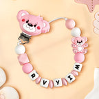 Custom Dummy Chain with Name Personalised Teddy Bear Pacifier Clip for Boys Girls