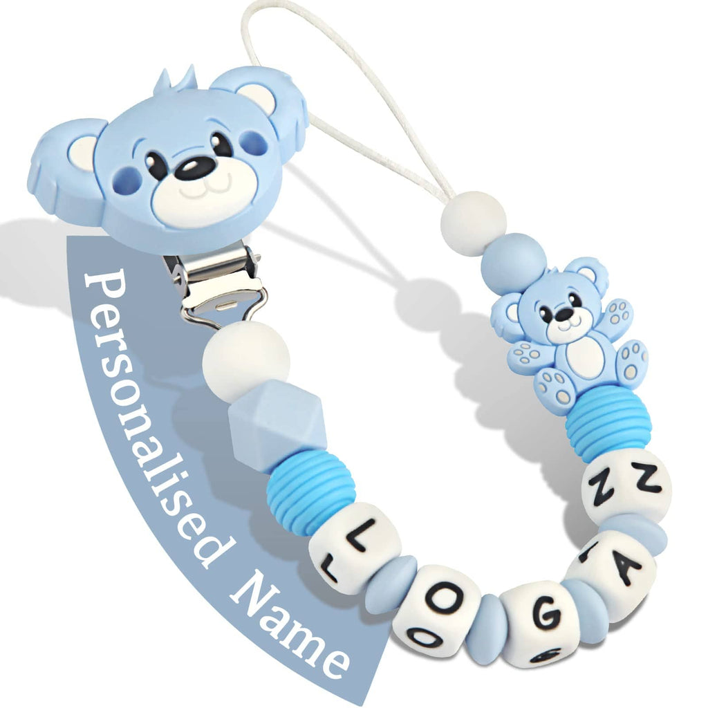 Custom Dummy Chain with Name Personalised Teddy Bear Pacifier Clip for Boys Girls