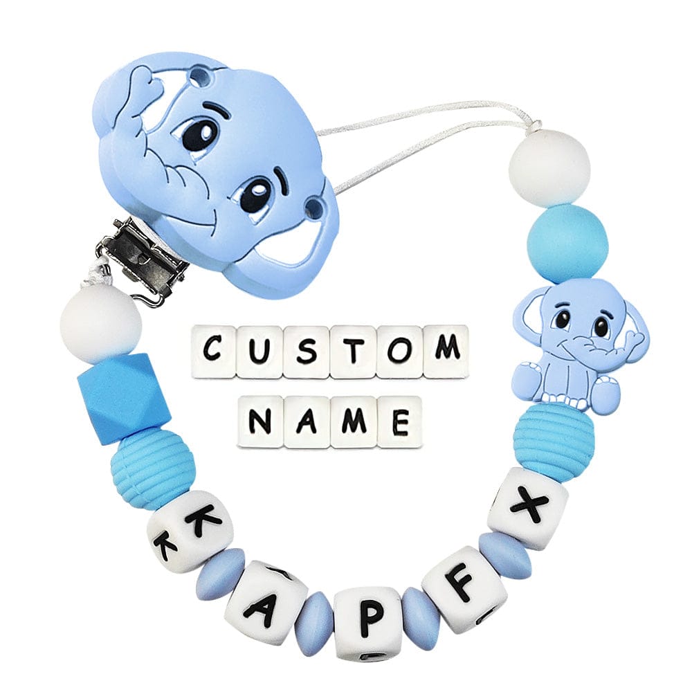 Custom Dummy Chain with Name Personalised Elephant Pacifier Clip for Boys Girls
