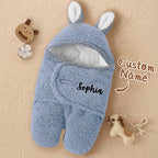 Personalized Bunny Baby Swaddle with Name Infant Sleeping Bag Blanket for Baby Shower Gift