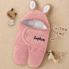Personalized Bunny Baby Swaddle with Name Infant Sleeping Bag Blanket for Baby Shower Gift