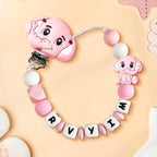 Custom Dummy Chain with Name Personalised Elephant Pacifier Clip for Boys Girls