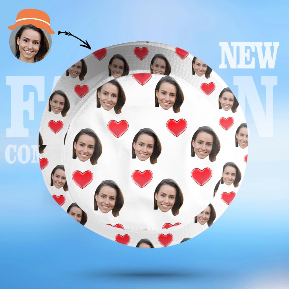Custom Bucket Hat Personalized 2 Face Heart Print Summer Unisex Fisherman Hat