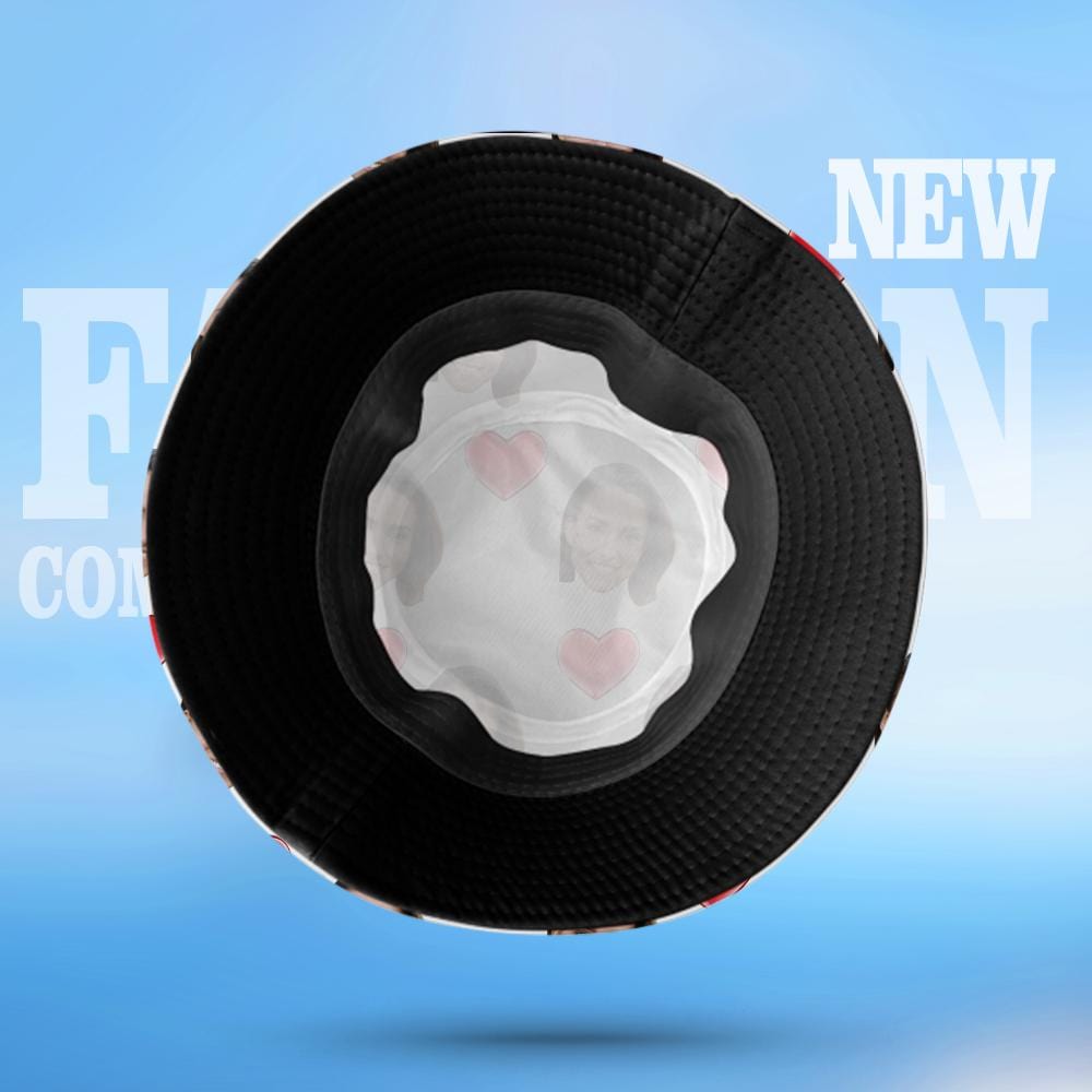 Custom Bucket Hat Personalized 2 Face Heart Print Summer Unisex Fisherman Hat