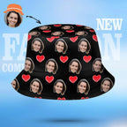 Custom Bucket Hat Personalized 2 Face Heart Print Summer Unisex Fisherman Hat