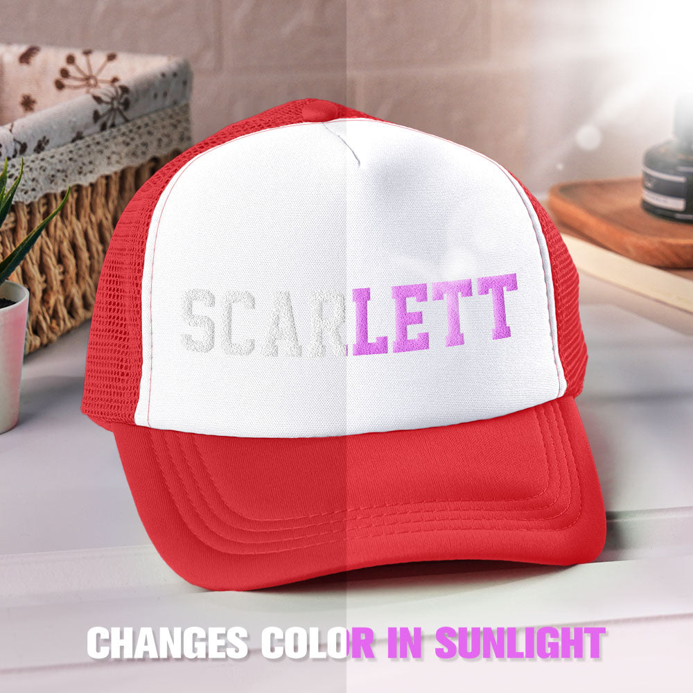 Custom Puff Print Trucker Hat Personalized Name Light-changing Foam Trucker Caps Back to School Gift