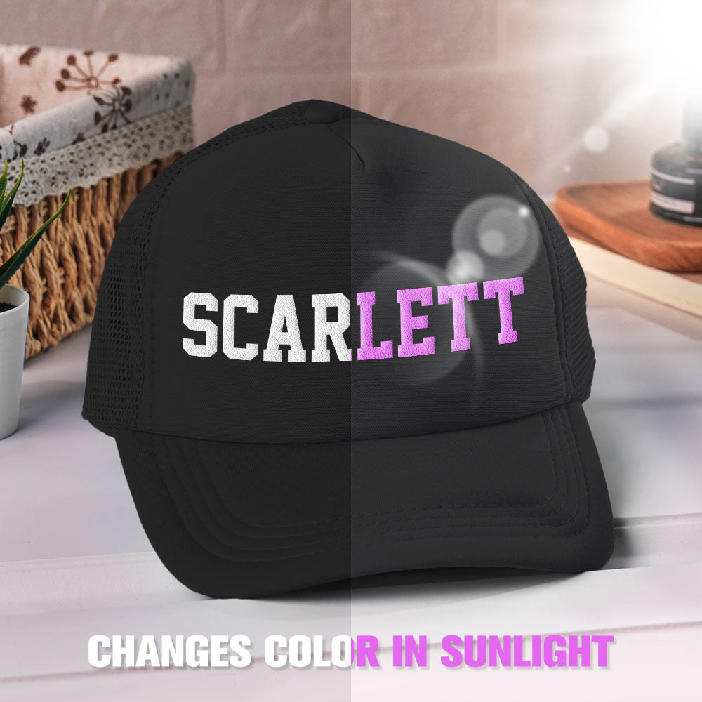 Custom Puff Print Trucker Hat Personalized Name Light-changing Foam Trucker Caps Back to School Gift