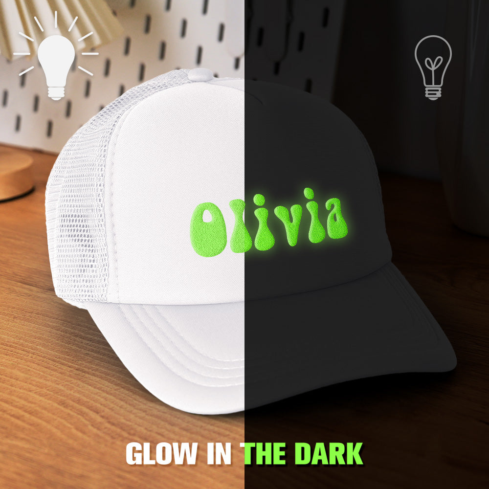Custom Puff Print Trucker Hat Personalized Glow-in-the-dark Foam Trucker Caps for Adult Back to School Gift