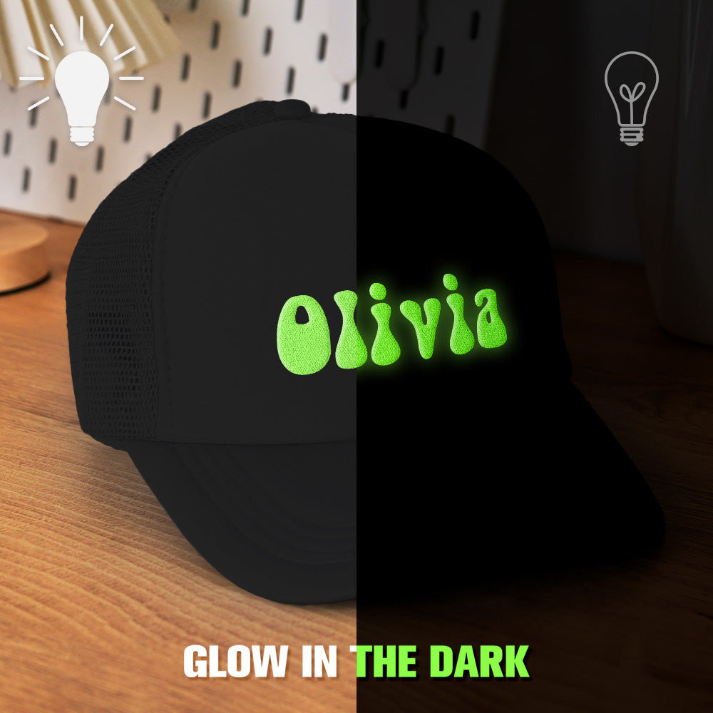 Custom Puff Print Trucker Hat Personalized Glow-in-the-dark Foam Trucker Caps for Adult Back to School Gift