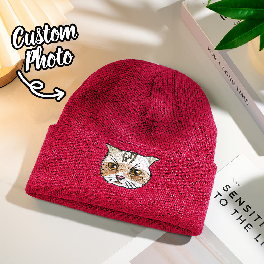 Lilac Knit Beanie Warm Embroidered Look for Everyday Wear