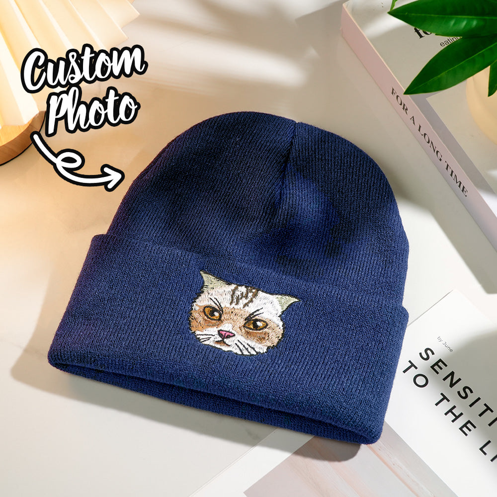 Knit Beanie Personalized Pet Portrait for Everyday Wear