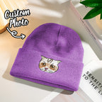 Knit Beanie for Everyday Wear Personalized Pet Portrait