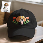 Personalized Pet Portrait with Name Baseball Cap for Everyday Wear Printed Embroidered Look