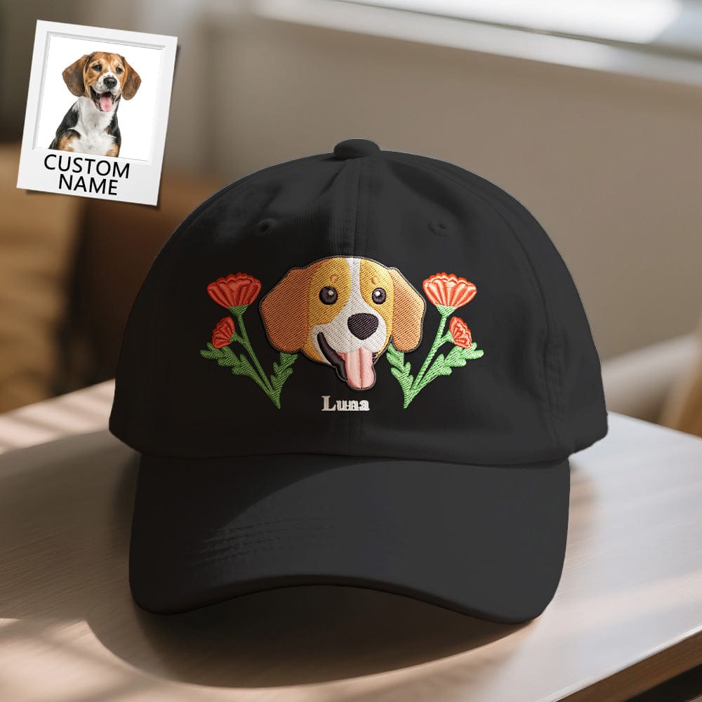Personalized Pet Portrait with Name Baseball Cap for Everyday Wear Printed Embroidered Look