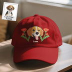 Personalized Pet Portrait with Name Baseball Cap Printed Embroidered Look Navy Blue