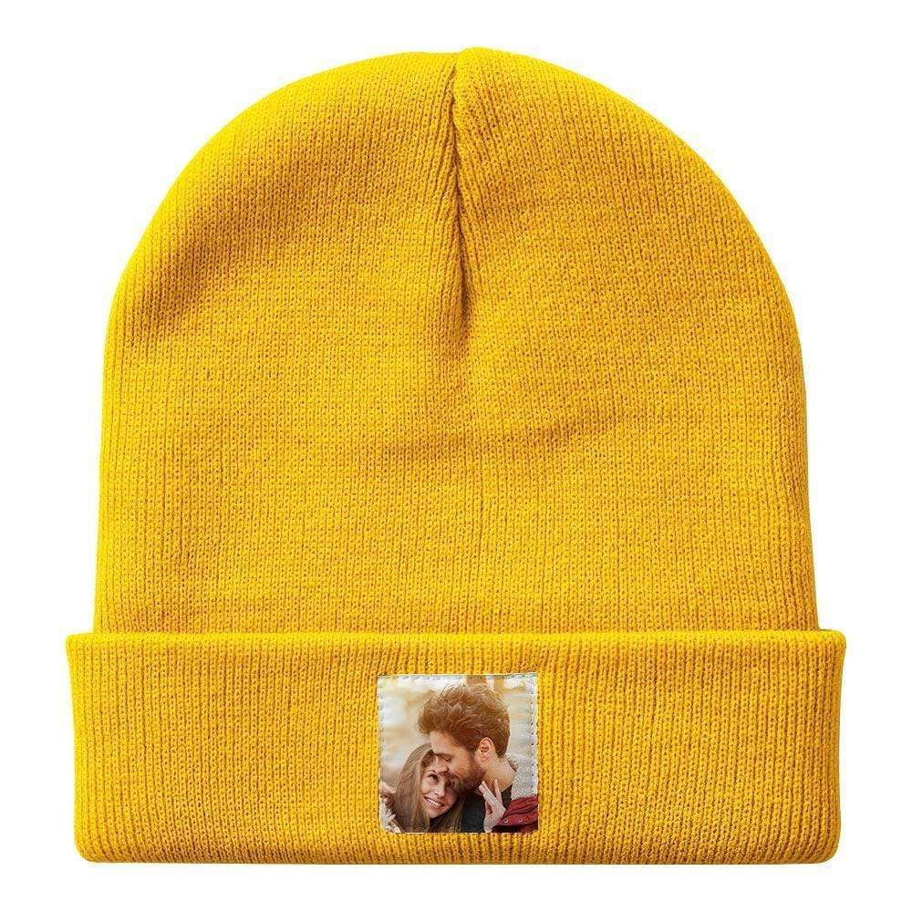 Personalized Photo Beanie Hat Custom Knitted Hat Valentine's Day Gifts-4 Colors