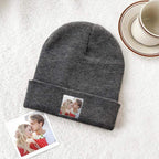 Personalized Photo Beanie Hat Custom Knitted Hat Valentine's Day Gifts-4 Colors