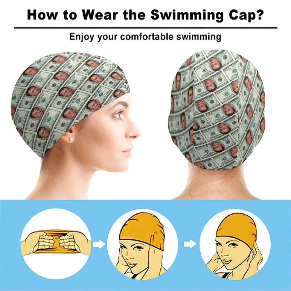 Custom Face Swimming Cap Personalized Money Swim Caps Swimming Hats for Men Women