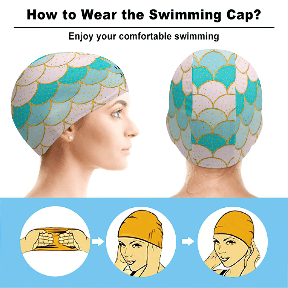 Personalized Shell Swim Caps Custom Swimming Cap Swimming Hats for Men Women