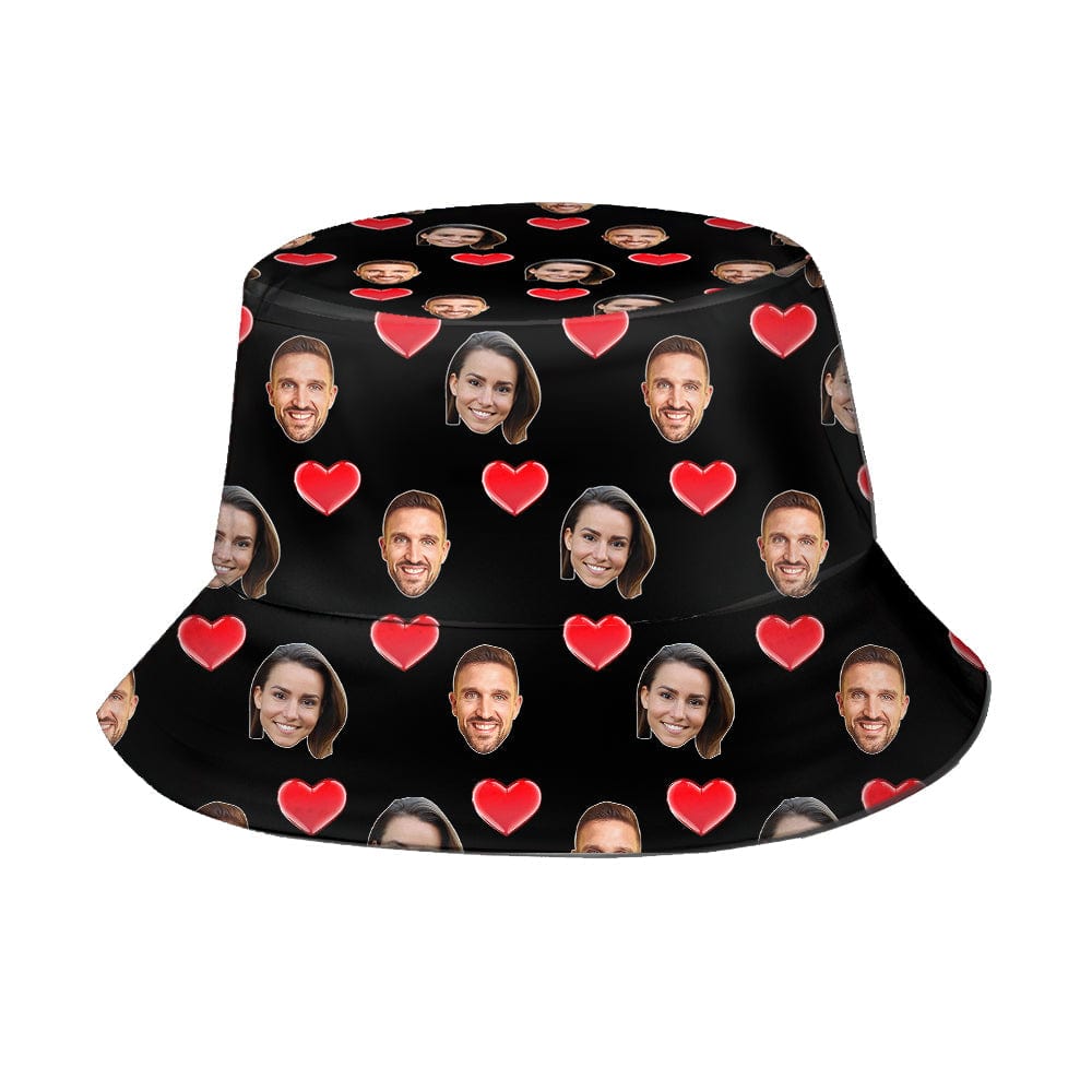 Custom Bucket Hat Personalized 2 Face Heart Print Summer Unisex Fisherman Hat