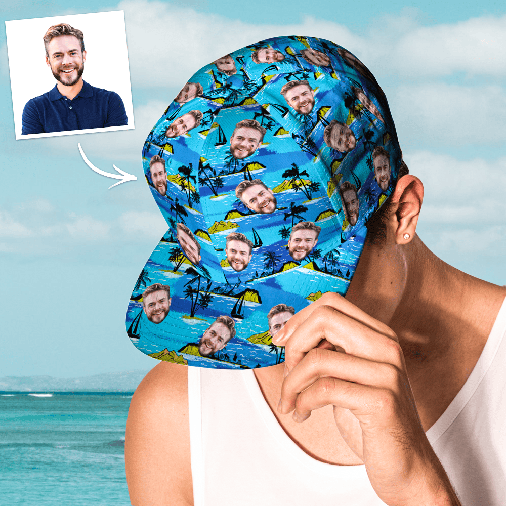 Custom Face Hawaiian Style Baseball Cap Gifts for Him