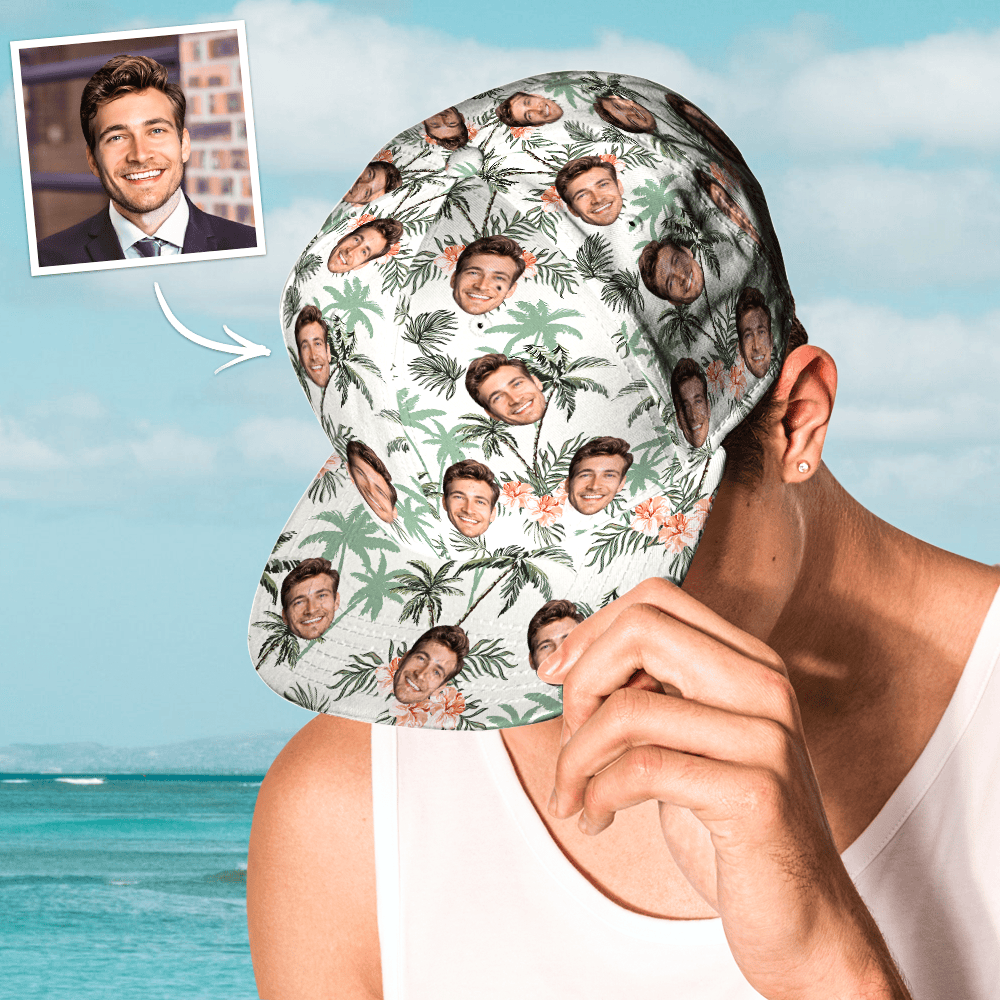Custom Face Hawaiian Style Baseball Cap Gifts for Him