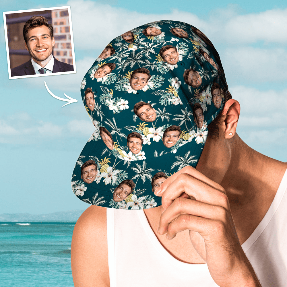 Custom Face Hawaiian Style Baseball Cap Gifts for Him