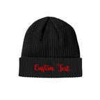 gray knitted hat custom text acrylic