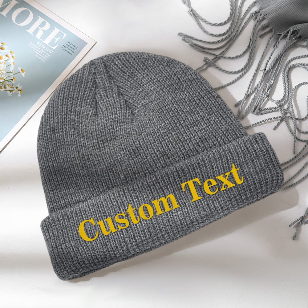 red knitted hat custom text acrylic