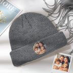 Custom Photo Knitted Hat Unisex Beanie Hat Winter Warm Cap for Christmas Gift