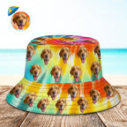 Custom Bucket Hat Unisex Face Bucket Hat Personalize Wide Brim Outdoor Summer Cap Hiking Beach Sports Hats Rainbow Color Bucket Hat Gift