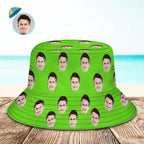 Custom Your Photo Face Summer Bucket Hat Fisherman Hat - Green